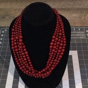 Elegant Red Beaded Necklace